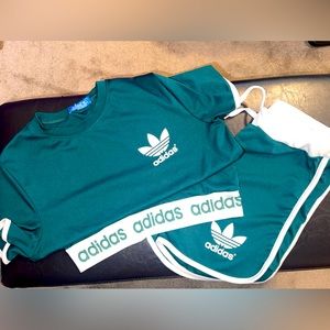 ADIDAS GREEN SHORTS SET